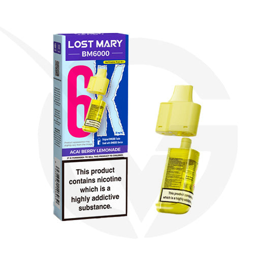 Acai Berry Lemonade Prefilled Pods By Lost Mary BM6000 + Refill Containers