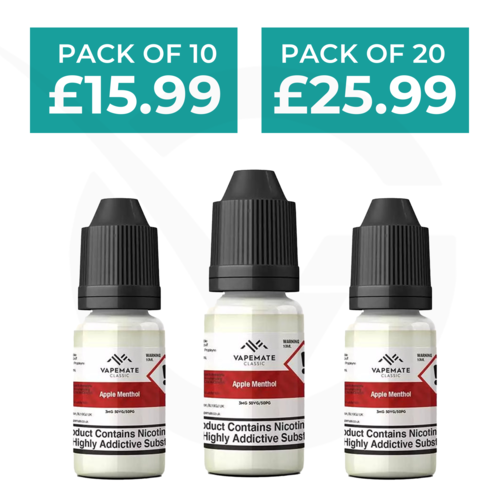 Apple Menthol 10ml 50/50 E-Liquid By Vapemate - Pack of 10 & 20