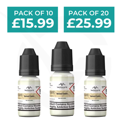 Banana Cream 10ml 50/50 E-Liquid By Vapemate - Pack of 10 & 20