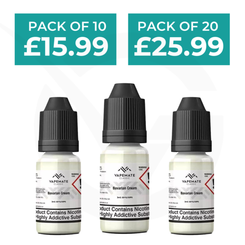 Bavarian Cream 10ml 50/50 E-Liquid By Vapemate - Pack of 10 & 20
