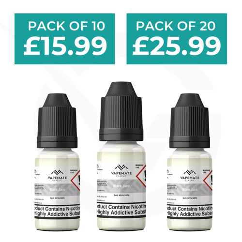 Blackjack 10ml 50/50 E-Liquid By Vapemate - Pack of 10 & 20