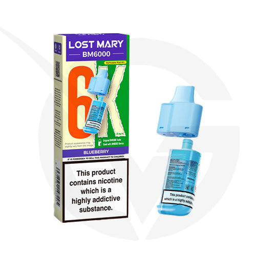 Blueberry Prefilled Pods By Lost Mary BM6000 + Refill Containers