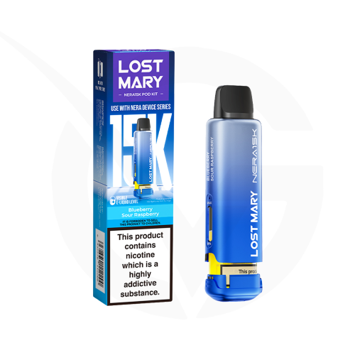 Blueberry Sour Raspberry Prefilled Pods by Lost Mary Nera15k + Refill Container