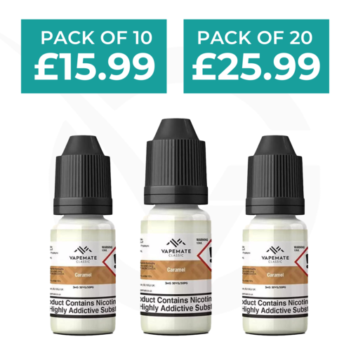 Caramel 10ml 50/50 E-Liquid By Vapemate - Pack of 10 & 20