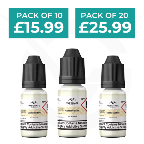 Classic Custard 10ml 50/50 E-Liquid By Vapemate - Pack of 10 & 20