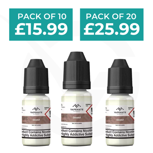 Coconut 10ml 50/50 E-Liquid By Vapemate - Pack of 10 & 20