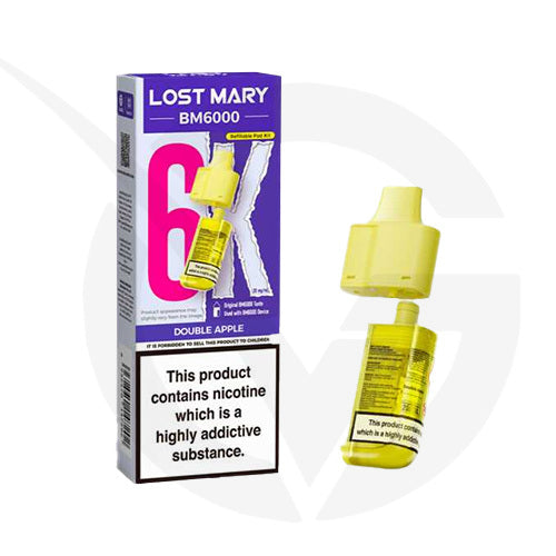 Double Apple Prefilled Pods By Lost Mary BM6000 + Refill Containers
