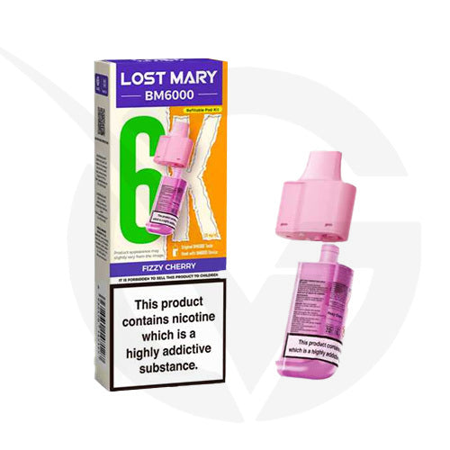 Fizzy Cherry Prefilled Pods By Lost Mary BM6000 + Refill Containers