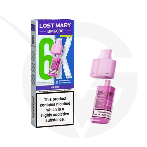 Grape Prefilled Pods By Lost Mary BM6000 + Refill Containers
