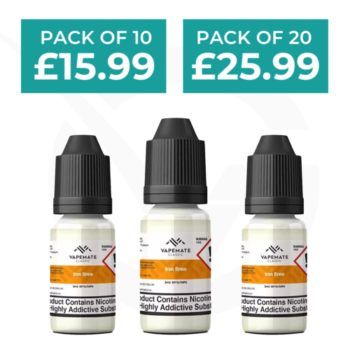 Iron Brew 10ml 50/50 E-Liquid By Vapemate - Pack of 10 & 20