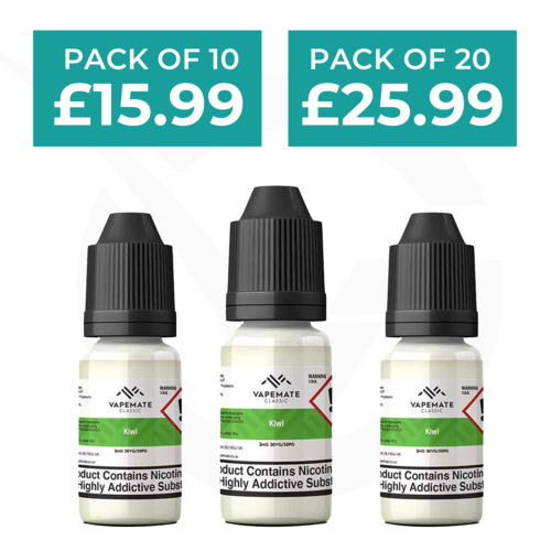 Kiwi 10ml 50/50 E-Liquid By Vapemate - Pack of 10 & 20