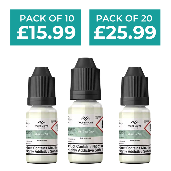 Mint Choc Chip 10ml 50/50 E-Liquid By Vapemate - Pack of 10 & 20