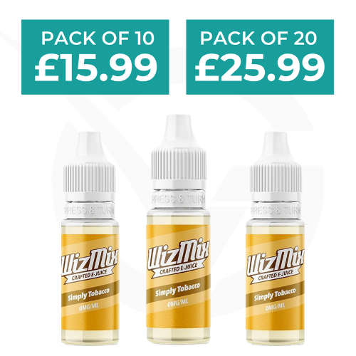 Simply Tobacco 10ml E-Liquid By Wizmix - Pack of 10 & 20