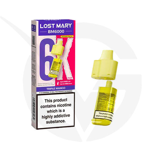 Triple Mango Prefilled Pods By Lost Mary BM6000 + Refill Containers