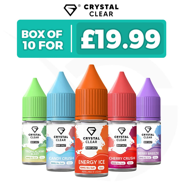 Crystal Clear Bar Salt 10ml E-liquids - Pack of 10