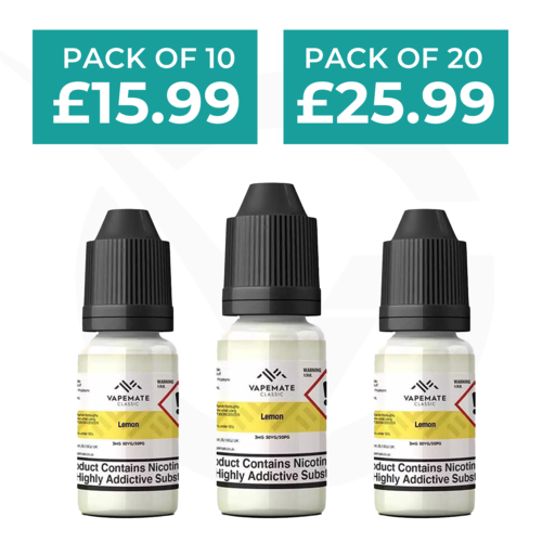 Lemon 10ml 50/50 E-Liquid By Vapemate - Pack of 10 & 20