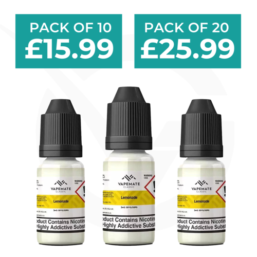 Lemonade 10ml 50/50 E-Liquid By Vapemate - Pack of 10 & 20