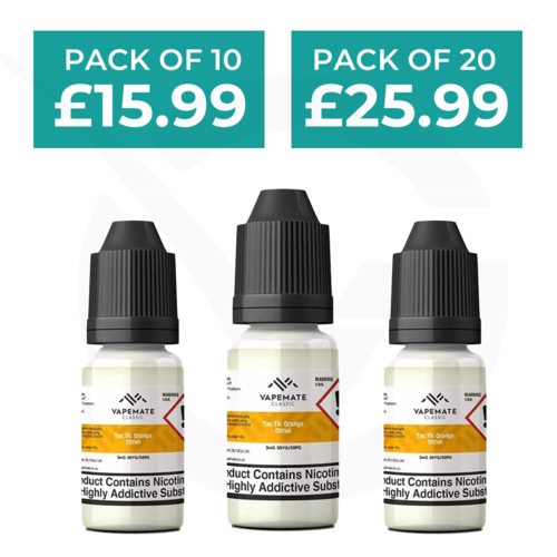 Tac Tic Orange Citrus 10ml 50/50 E-Liquid By Vapemate - Pack of 10 & 20
