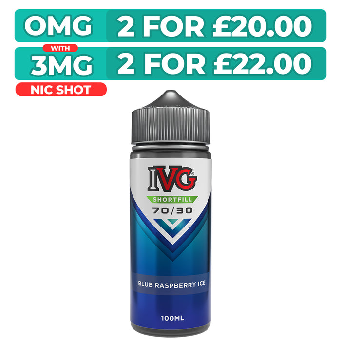 Blue Raspberry Ice 100ml Shortfill E-Liquid By IVG