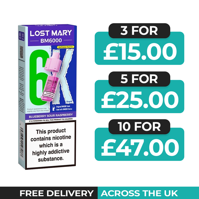 Lost Mary BM6000 Blueberry Sour Raspberry Prefilled Refill Pods