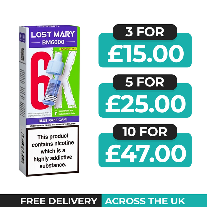 Lost Mary BM6000 Blue Razz Gami Prefilled Refill Pods