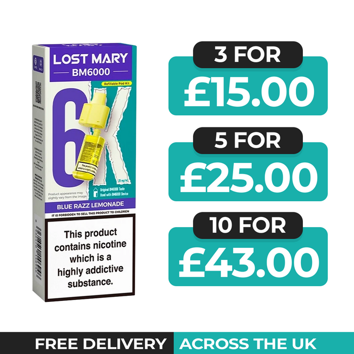 Lost Mary BM6000 Blue Razz Lemonade Prefilled Refill Pods