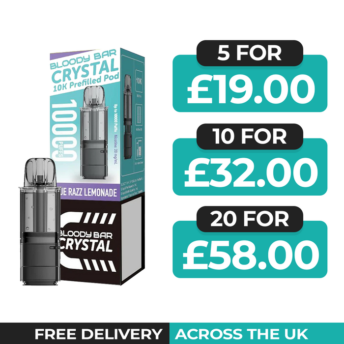 Bloody Bar Crystal 10k Blue Razz Lemonade Refill Pods