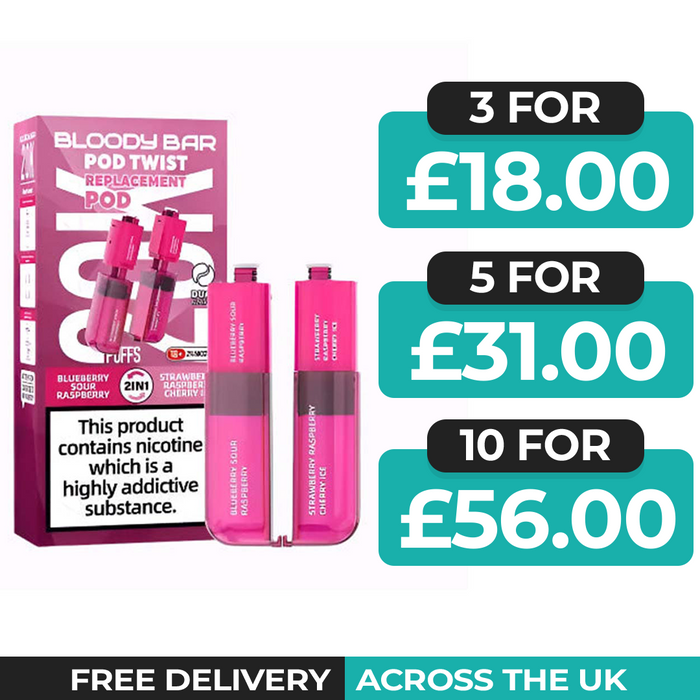 Bloody Bar Ultra Twist 20k Blueberry Sour Raspberry & Strawberry Raspberry Cherry Ice Refill Pods
