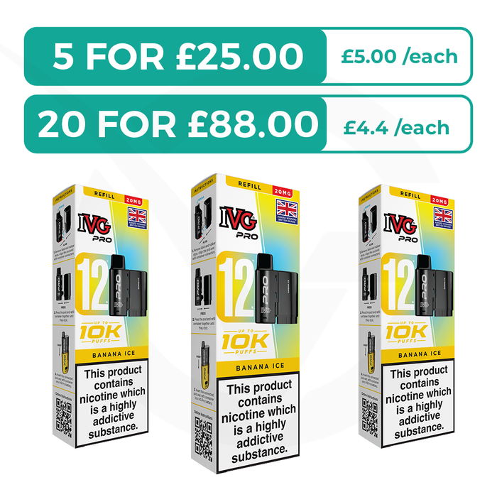 Banana Ice Prefilled Pods By IVG Pro + Refill Containers