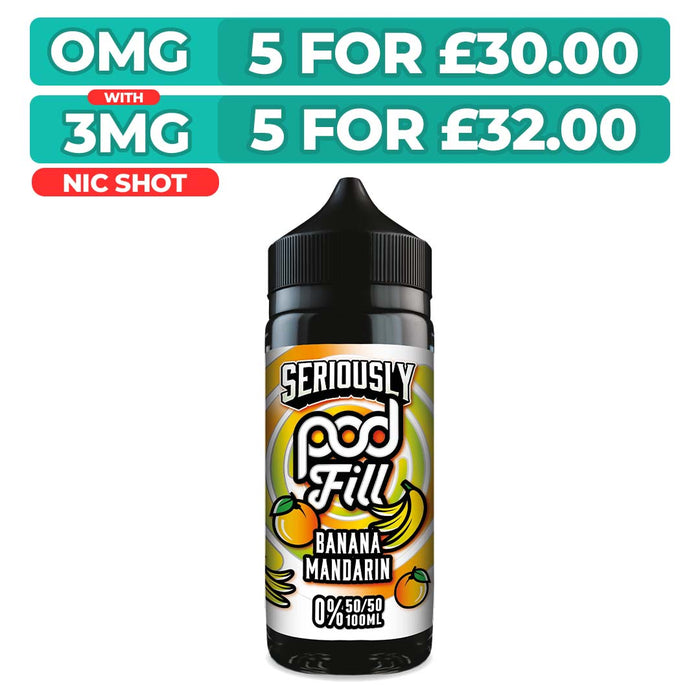 Doozy Seriously Pod Fill Banana Mandarin 100ml Shortfill E-Liquid