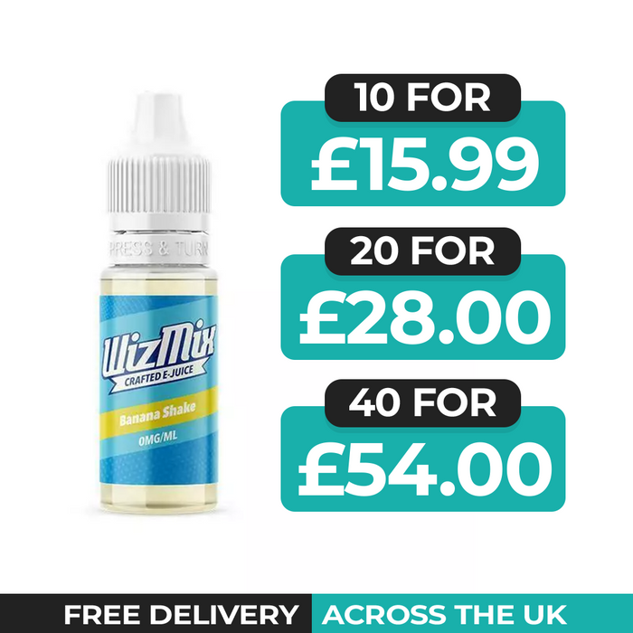 Wizmix Banana Shake 10ml E-Liquid - Pack of 10, 20 & 40