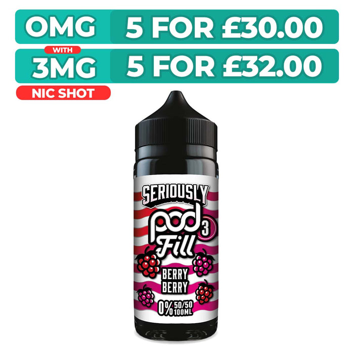 Doozy Seriously Pod Fill 3 Berry Berry 100ml Shortfill E-Liquid
