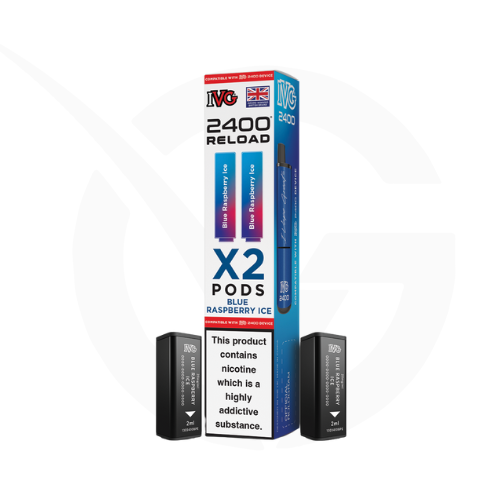 Blue Raspberry Ice 2-in-1 Prefilled Pods By IVG 2400 Reload