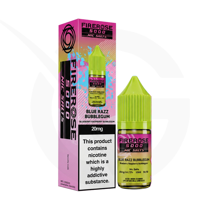 Blue Razz Bubblegum 10ml Nic Salt E-Liquid By Firerose 5000