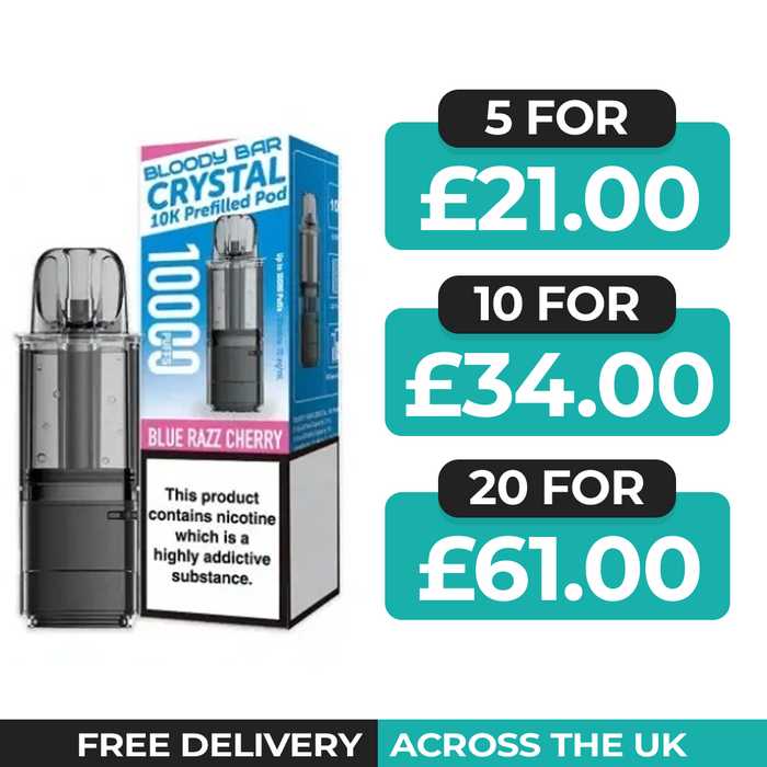 Bloody Bar Crystal 10k Blue Razz Cherry Refill Pods