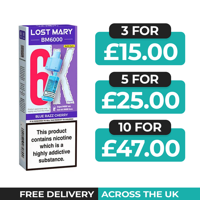 Lost Mary BM6000 Blue Razz Cherry Prefilled Refill Pods