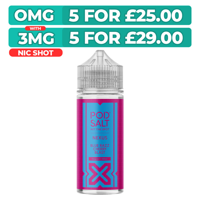 Blue Razz Cherry Blast 100ml Shortfill E-Liquid By Pod Salt Nexus