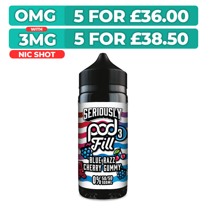 Doozy Seriously Pod Fill 3 Blue Razz Cherry Gummy 100ml Shortfill E-Liquid