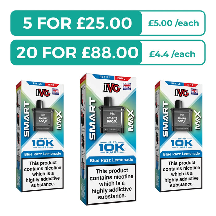 Blue Razz Lemonade Prefilled Pods By IVG Smart Max + Refill Containers