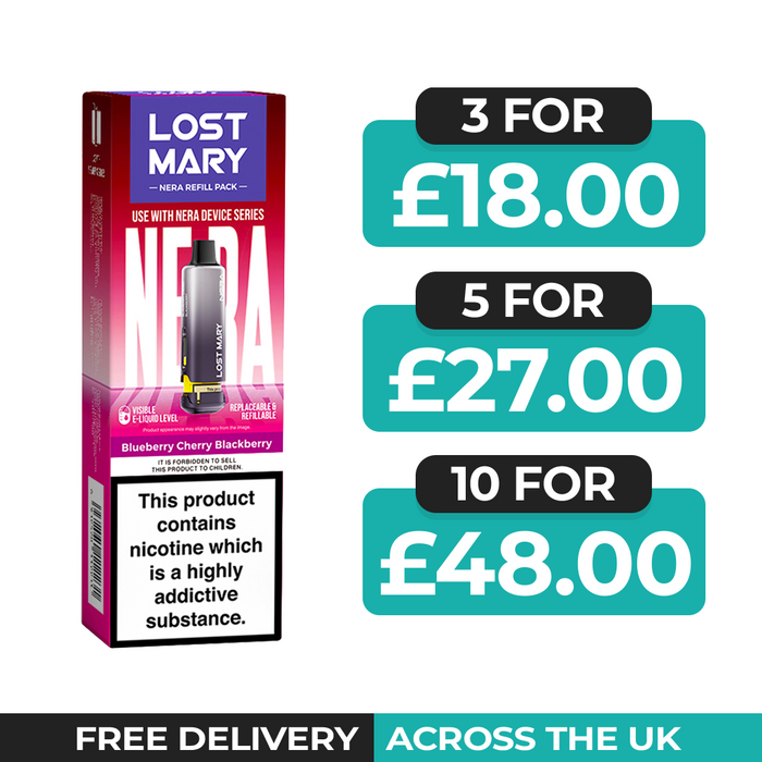 Blueberry Cherry Blackberry Prefilled Pods by Lost Mary Nera15k + Refill Container