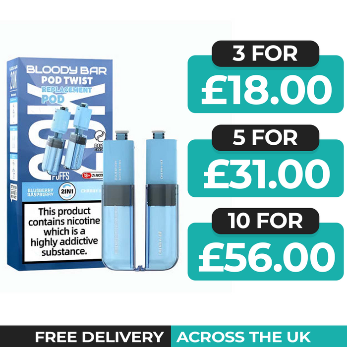Bloody Bar Ultra Twist 20k Blueberry Raspberry & Cherry Ice Refill Pods