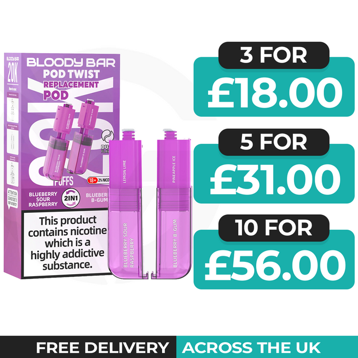 Bloody Bar Ultra Twist 20k Blueberry Sour Raspberry & Blueberry B-Gum Refill Pods