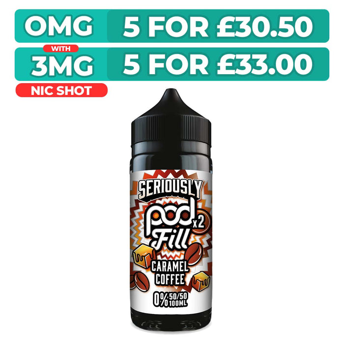 Doozy Seriously Pod Fill X2 Caramel Coffee 100ml Shortfill E-Liquid