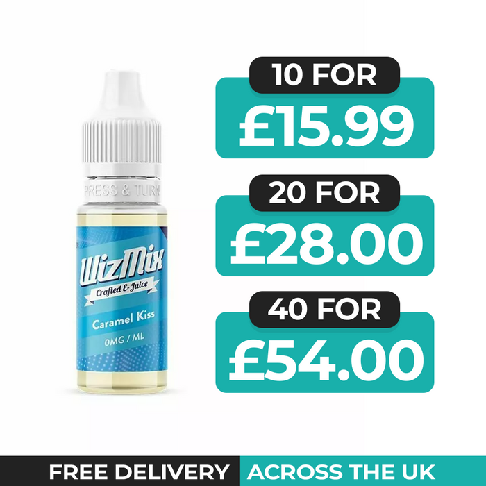 Wizmix Caramel Kiss 10ml E-Liquid - Pack of 10, 20 & 40