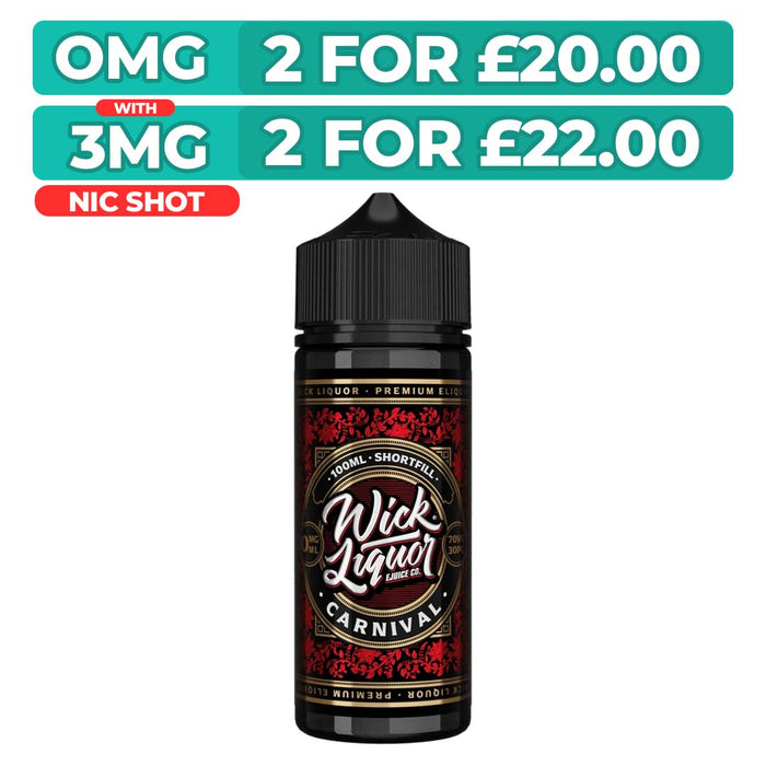 Carnival 100ml Shortfill E-Liquid By Wick Liquor
