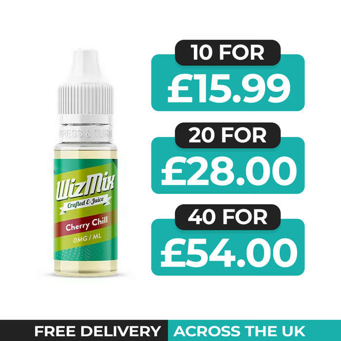Wizmix Cherry Chill 10ml E-Liquid - Pack of 10, 20 & 40