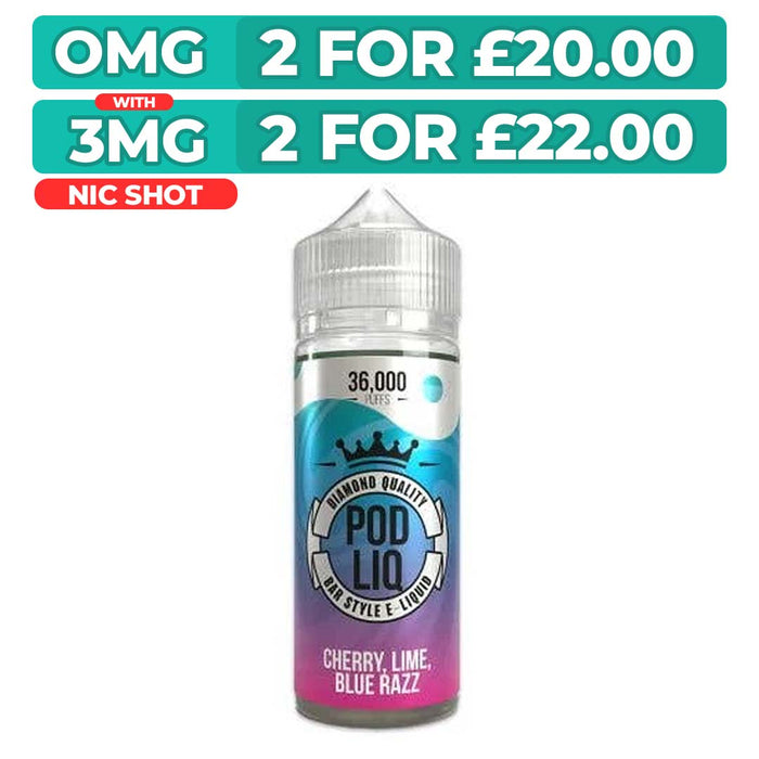 Cherry Lime Blue Razz 100ml Shortfill E-Liquid By Pod Liq
