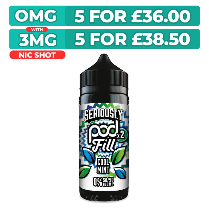 Doozy Seriously Pod Fill X2 Cool Mint 100ml Shortfill E-Liquid