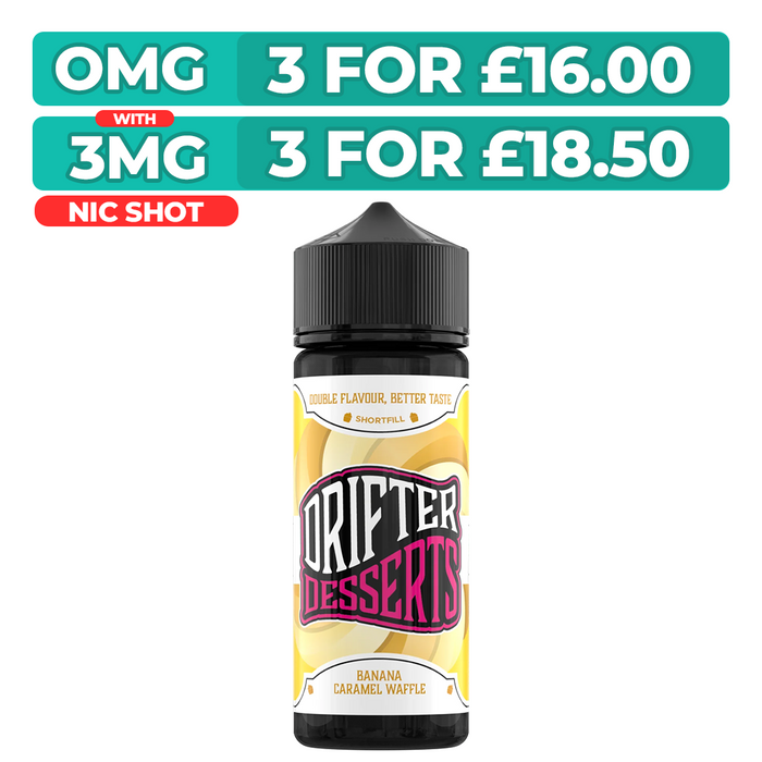 Drifter Bar Juice Banana Caramel Waffle 100ml Shortfill E-Liquid