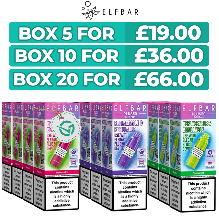 Elf Bar Plus 50 Box of 5 & 10